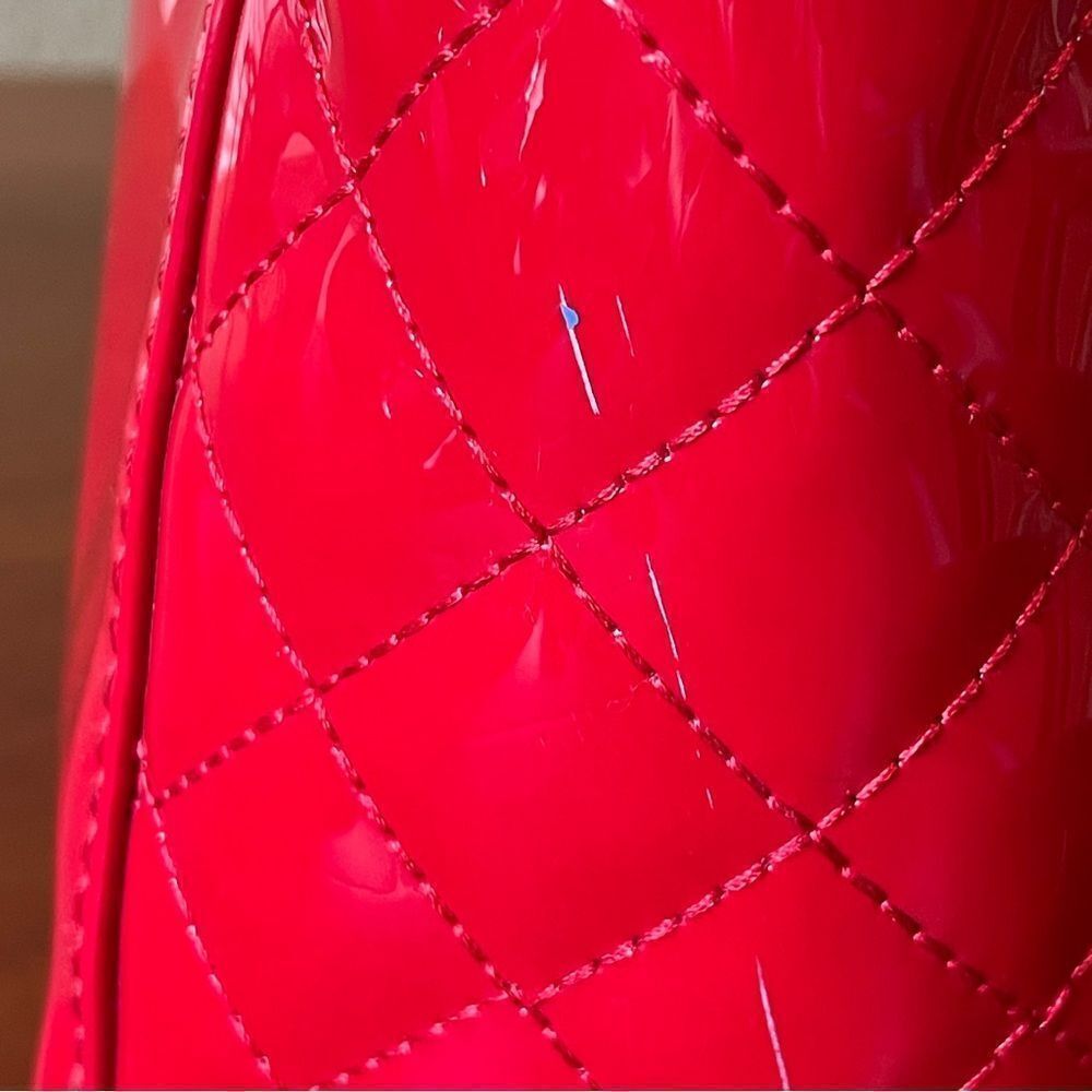 Question Mark ? Handbag Red With Studded Rhinestone Detail Quilted Stitching - Picture 5 of 16